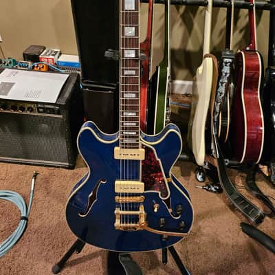 D'Angelico Excel DC Shoreline Semi-Hollow with Bigsby 2010s - Indigo image 3
