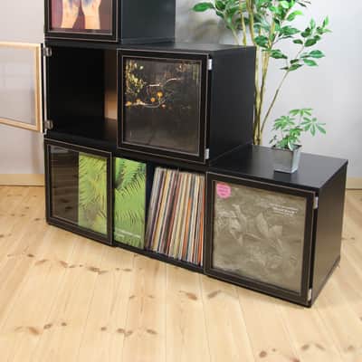 Art Vinyl Record Storage**Lp Frame Display One Box Cabinet Cube Wood Crate 12" Picture Album Display 33rpm Analog Disc Now Playing Music Rack Cover Jacket Stand Case Unit Wood furniture Dj Audio Idea image 1