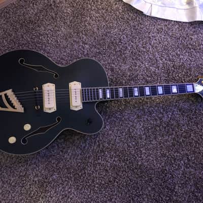 D'Angelico Deluxe 59 Hollow Body Archtop Electric Guitar Midnight Matte Finish image 1