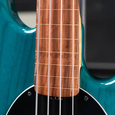 Ernie Ball Music Man StingRay 4 H Fretless Bass Translucent Teal - Used image 9