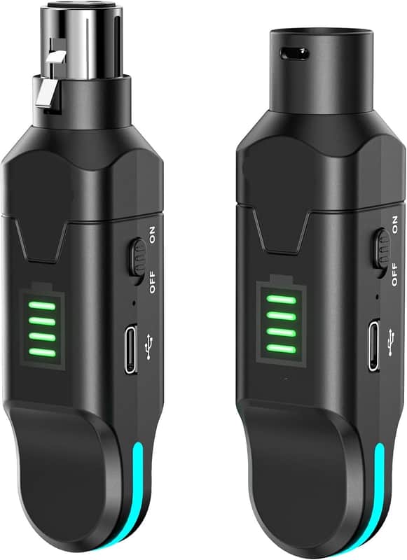 Wireless XLR Transmitter and Receiver - 2.4GHz Wireless Microphone System, 100ft Range, 48V Phantom Power, Ultra-Low Latency for Live Performance, Streaming, Recording image 1