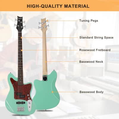 Glarry Green GIB 4 String Red Pearl Guard Bass Guitar w/20W Amplifier image 2