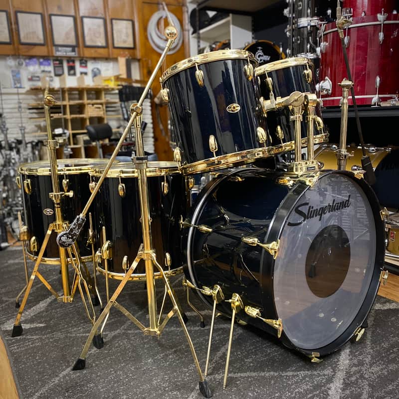 Immagine Slingerland Limited Edition Black Gold Drum Set - 1980s - 1