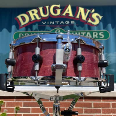 Bison Drum Company 5.5x14 Snare Drum Transparent Red Sparkle image 4