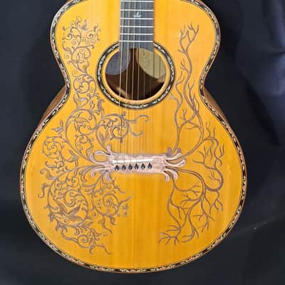 Blueberry Handmade Grand Concert Acoustic Guitar Tree of Life image 2