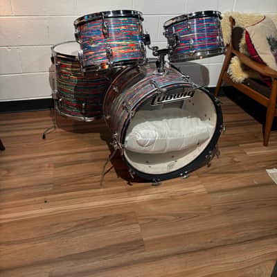 Ludwig No. 983-1 Hollywood Outfit 8x12 / 9x13 / 16x16 / 14x22" Drum Set with Keystone Badges 1968 - Psychedelic Red image 2