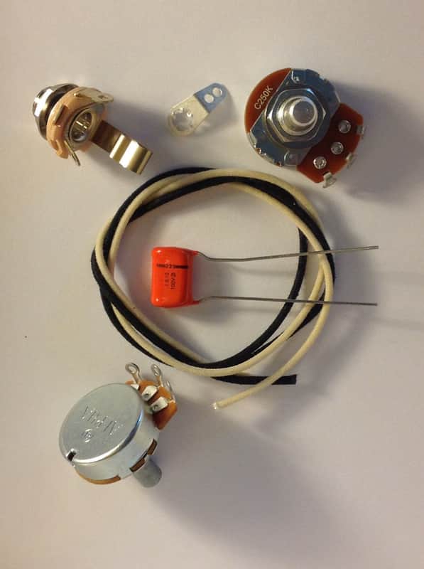 Lefty Wiring Harness Kit For P Bass US Spec Pots .1uf 225P NOS Orange Drop Cap image 1