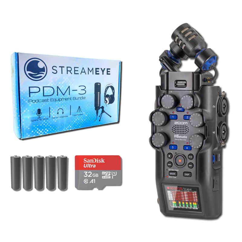 Zoom H6studio Handheld Recorder with StreamEye PDM-3 Podcast Equipment Bundle image 1