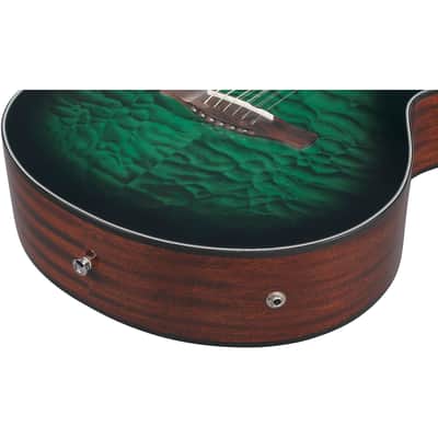 Ibanez AEWC16QA Auditorium Acoustic-Electric Guitar Transparent Emerald Burst image 11