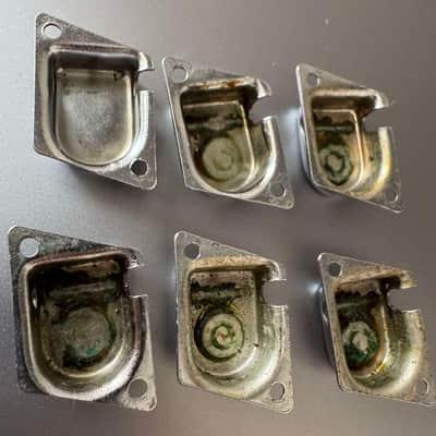 Fender LEFTY ”F” stamped Tuner gear covers [Set of 6] 1967-1974 - Chrome image 5