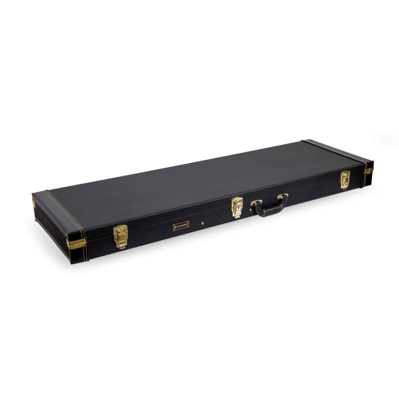 Crossrock Electric Bass Case, Fits Fender Precision & Jazz Bass, Rectangular Wood Case -Black image 1