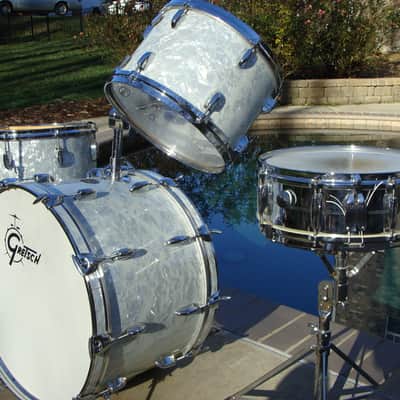 Gretsch Vintage 4 Piece Drum Set 1970s White Marine Pearl image 2