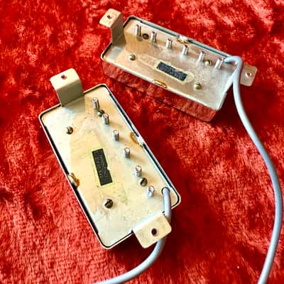 PAIR Gibson Embossed Logo Humbucker pickups 1970 1971 1972 - Chrome original vintage USA Les paul es-175 Es-150 Les paul sg original vintage USA patent sticker paf image 2