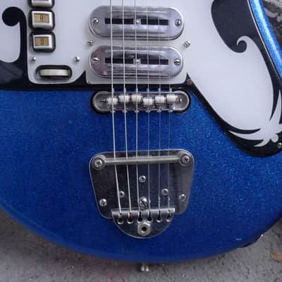 Dega Morbidoni Italy Bartolini Sumlin 1962 Blue Sparkle Surf blues guitar Rare Vintage image 5