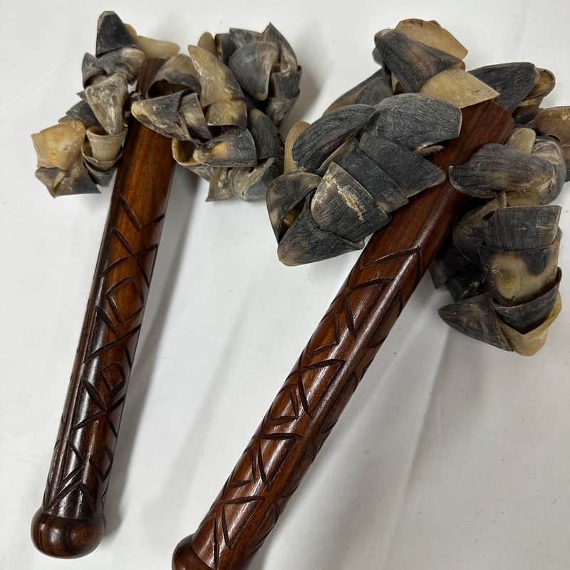 Hoof Rattles on Handles, 2-Piece, Native American Inspired, 10" Handles-NEW image 1