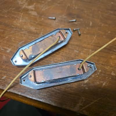 Teisco? Univox? Single Coil Pickup Pair w Mounting Rings MIJ 1960s image 3