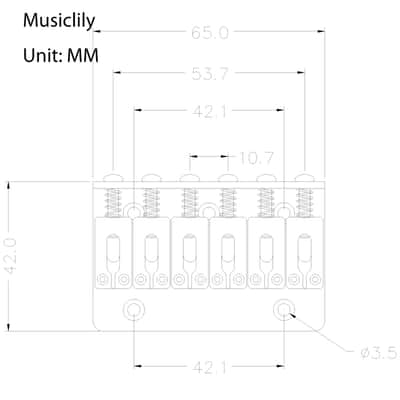 Musiclily 65mm Fixed Hardtail Saddle Bridge For Kid Children 6 String Electric Guitar,Black image 5