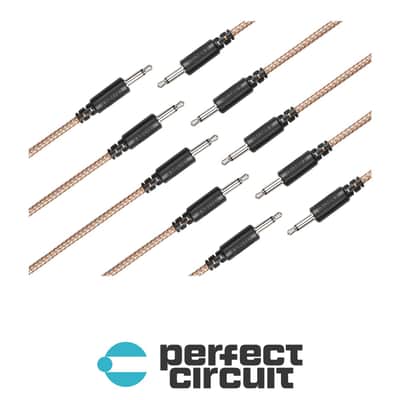 LMNTL 3.5mm Braided Patch Cable 10-Pack - 48IN (Black Tip White + Gold)