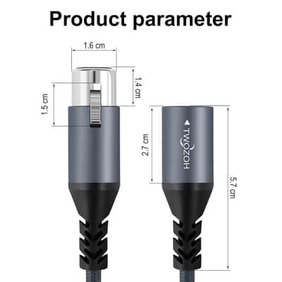 XLR Male to Female Audio Cable 0.3M 2 Pack, Braided Balanced 3Pin XLR Microphone Cable (Professional/HIFI) image 2
