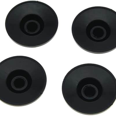 4X Black with Silver Cap Guitar Witch Hat Knobs Top Hat Knob image 2
