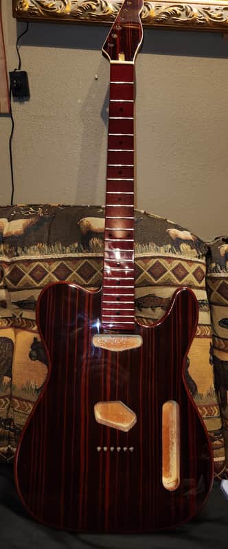 Telecaster Style Zebra Wood Top and Mahogany Neck and Body image 1