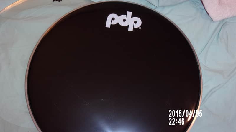 New PDP LOGO 22" Bass / Kick Drum Heads by Remo Black Resonator side image 1