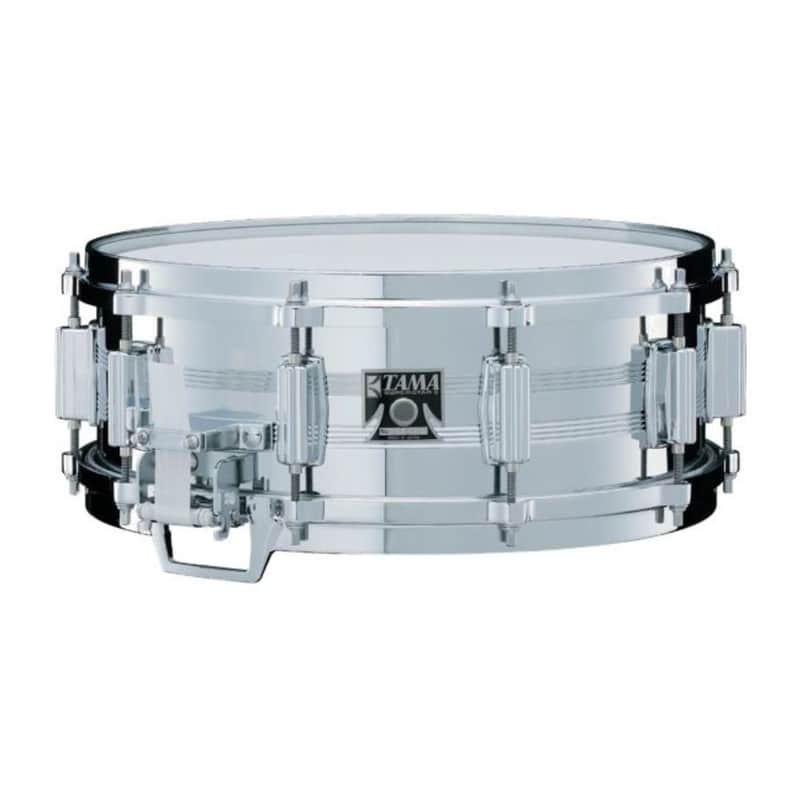 TAMA 50th Limited Mastercraft Steel 14x5-Inch Snare Drum with 18-Strand Carbon Steel Extended Snare Wire, Roller Action Strainer, and One Touch Tone Control (Chrome) image 1