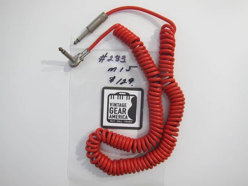 Teisco Del Rey Curly or Coil Cord Guitar Cable MIJ Authentic Vintage Accessory Case Candy Circa-1960s-1970s-Red image 1