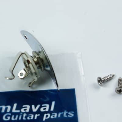 Oval Shape Electric Guitar Output Jack Plate Socket 1/4" ,Thin Chrome image 2