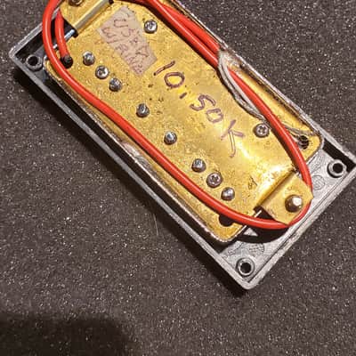 (#P9) Humbucker Pickup, Chrome With Ring, 11" lead wire, 10.50K image 2