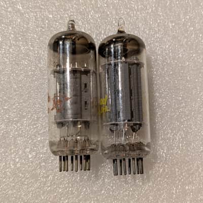 12BH7A Sylvania Matched Pair NOS Testing Gray Rib Plates Top Halo Getter Amplitrex Tested image 5