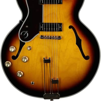 Epiphone Sheraton Semi-Hollow Body Electric Guitar, Left-Handed (with Gig Bag), Vintage Sunburst image 2