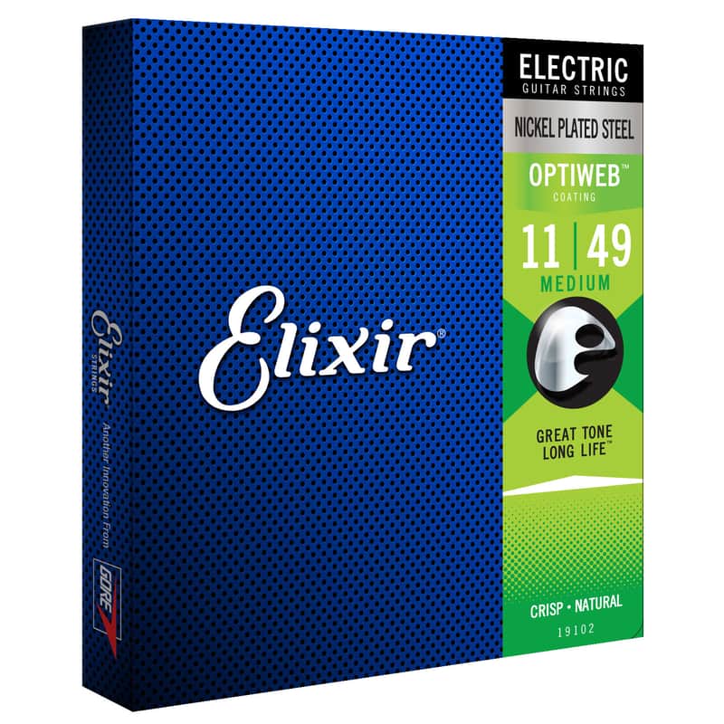 Elixir 19102 Optiweb Nickel Plated Steel Electric Guitar Strings - Medium (11-49) image 1