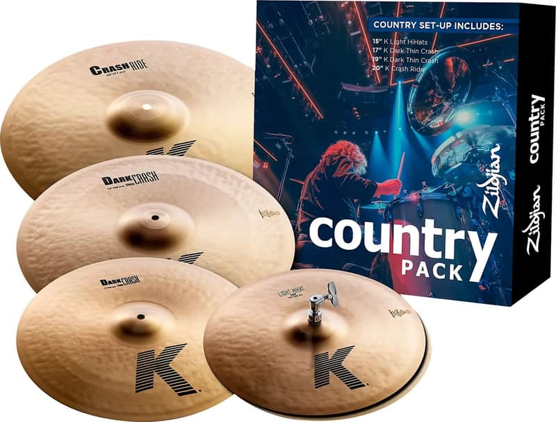 Zildjian K Zildjian Country Cymbal Pack w/ 15" Light Hi-Hats, 17" Dark Thin Crash, 19" Dark Thin Crash & 20" Crash Ride Cymbals image 1