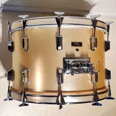 VTG 1970 PEARL 22"x14" Gold Satin "Phenolic" Bass Drum 10 Lug - A+ Ultra Clean image 2