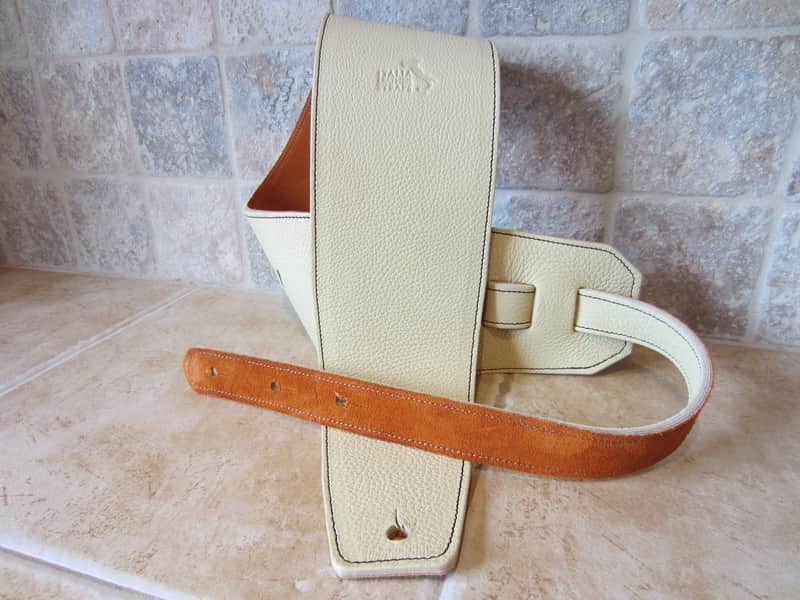 Italia Leather Straps 4 INCH WIDE CREMA LEATHER GUITAR STRAP CREMA-GOLDEN BROWN 2026 image 1