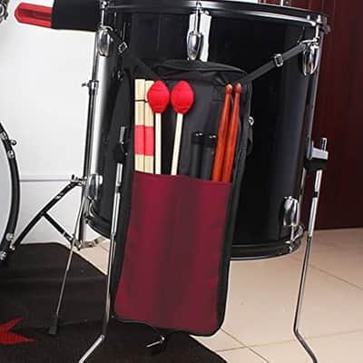 Drum Stick Case, Drum Stick Bag, Drumsticks Bag Drum Accessories, Drum Stick Holder for Mallets for Storage Hanging Bag Drumstick Portable (Red) image 2