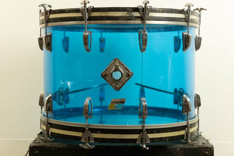 1970s Ludwig 14x22 Blue Vistalite Bass Drum image 1