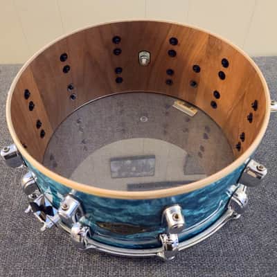 Tama Starclassic Walnut Birch 6.5" x 14" Snare Drum Turquoise Pearl image 7