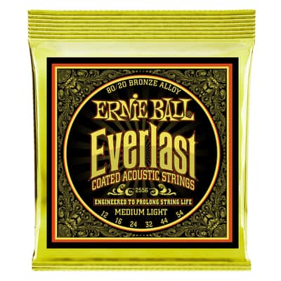 Ernie Ball Medium Light Everlast Coated 80/20 Bronze Acoustic Guitar Strings - 12-54 Gauge image 1