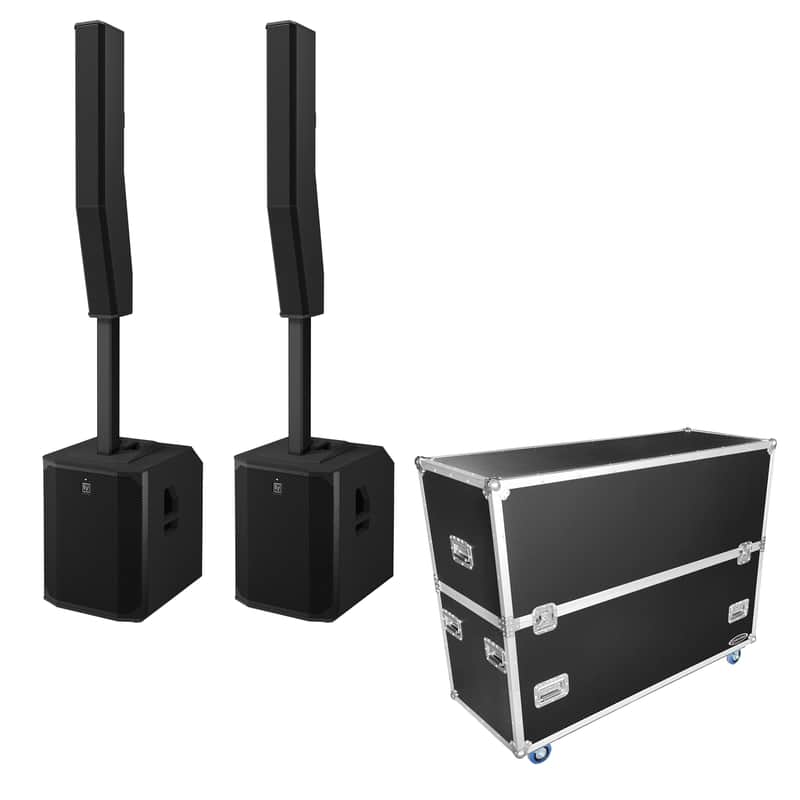 2x Electro-Voice EVOLVE 70 Powered Column Array Black + Odyssey FZEVOLVE70W Case image 1