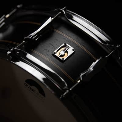 British Drum Company Merlin | 14x5.5" 10-Lug Maple / Birch Snare Drum Black Tulip Veneer. New with Full Warranty! image 20