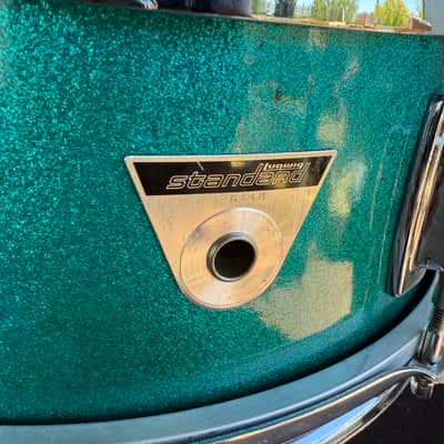 Vintage Ludwig Standard 5x14 Snare Drum in Turquoise Sparkle with S-Hoop Batter (Rm4) image 2