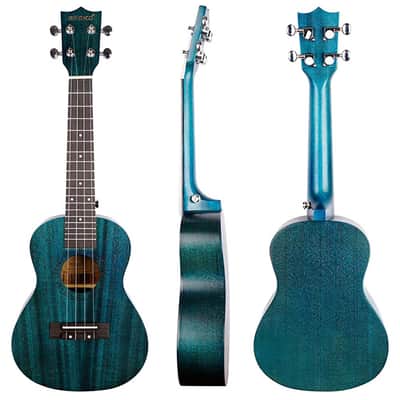 Gecko Ukuele Blue Green Iridescent Concert Starter Kit 23 Inch Mahogany Finish Professional Gecko Ukulele U23MBL 2023 - BlueGecko U23MBL 2023 - Blue Stain image 2