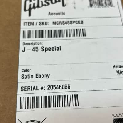 2026 Gibson J-45 Special Acoustic Guitar Satin Ebony image 9