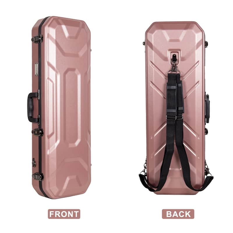 Crossrock 4/4 size Violin Case | ABS Molded Hardshell with Interior Compartment, 2 Bow Holders, Security Lock, and Detachable Straps-Rose Gold image 1