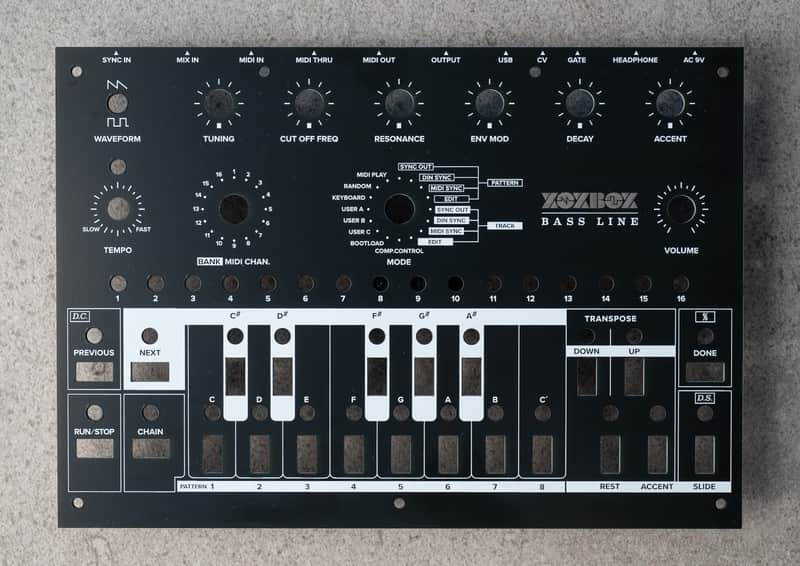 XOXBOX 303 Clone Custom Front Control Panel - Satin Black or Satin White image 1