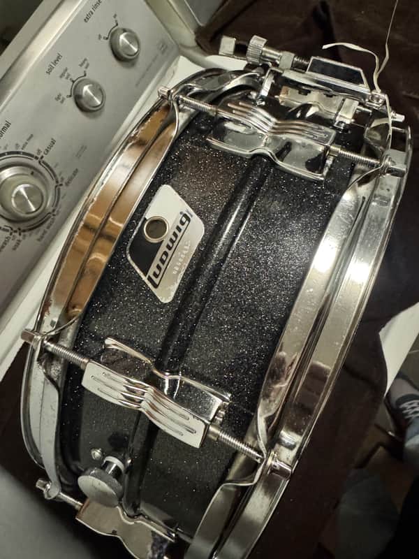Ludwig LM404 Acrolite 5x14" 8-Lug Aluminum Snare Drum with Black/White Badge 1994 - 2012 - Black Galaxy image 1