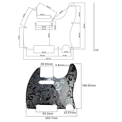 Stainless Steel Pickguard Scratch Plate 8 Holes SS Single-Coil Pickups Metal Engraving Electric Guitar Pickguard Compatible with USA/Mexican Telecaster Tele Modern Style Guitar Parts(Black) image 6