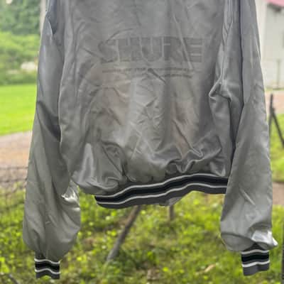 Vintage Shure Brothers Microphone Silver Bomber Jacket size XL 1970s 1980s Very Rare - FREE SHIPPING! image 2